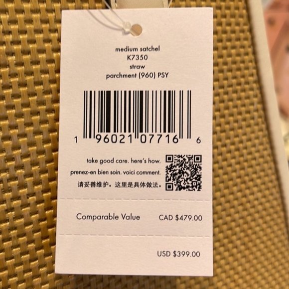 Kate Spade Lucia Straw Medium Satchel Parchment - Picture 7 of 16